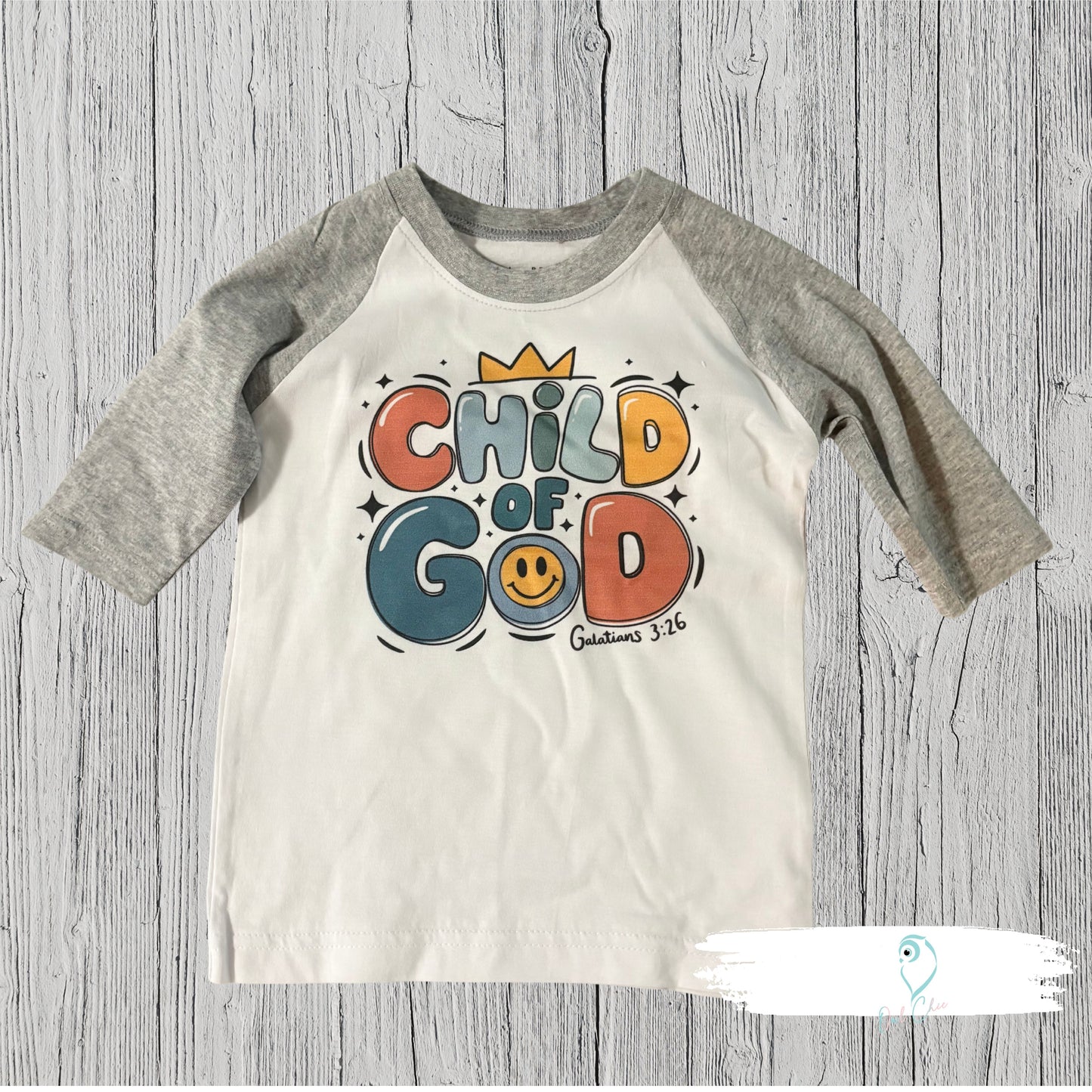 Child of God Kids Gray Raglan Tee | Christian Shirt for Boys & Girls | Toddler Faith Apparel