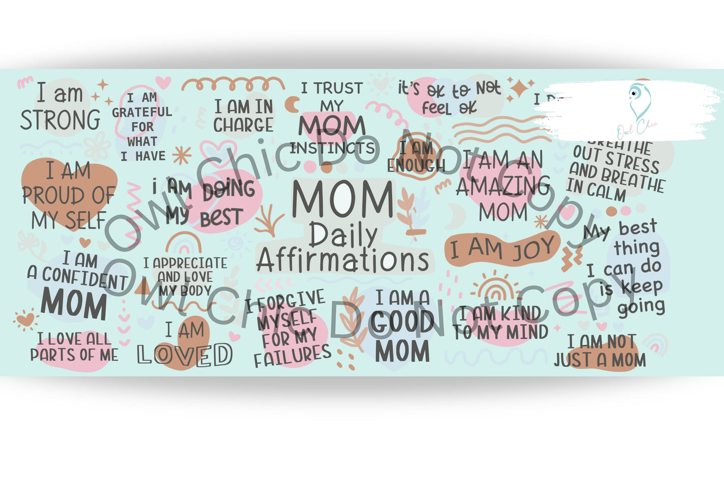 BOHO Mom Daily Affirmations 16 oz. Glass Cup | Includes Bamboo Lid and Glass Straw