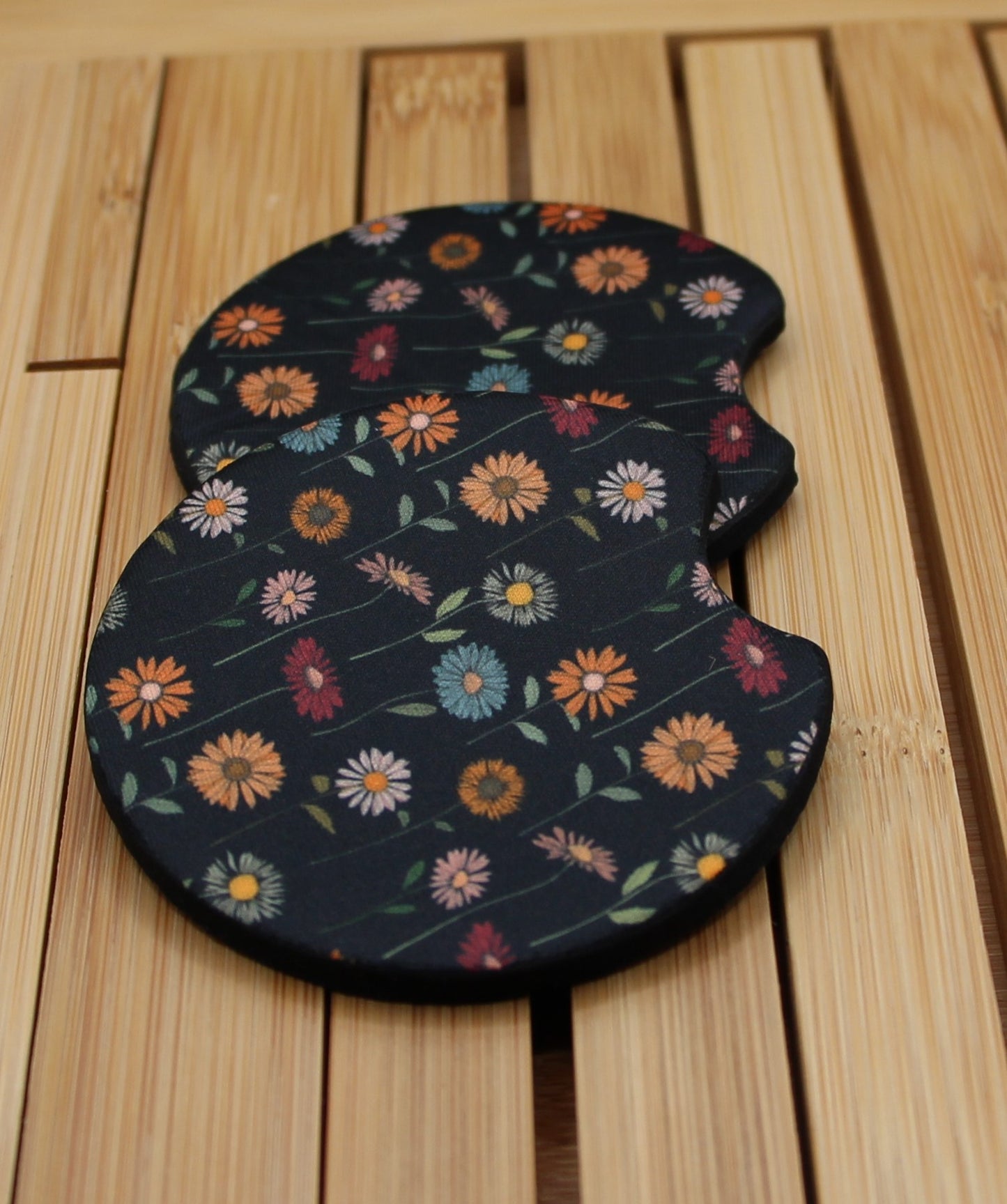 Custom daisy print car coasters for vehicles