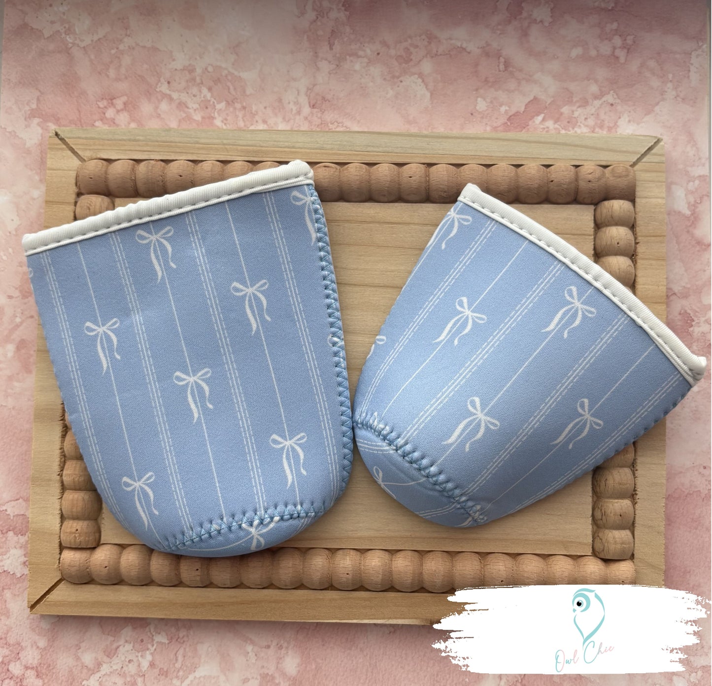 Blue Bows Reusable Coffee Sleeve | Eco-Friendly Cup Cozy | Iced & Hot Drink Holder
