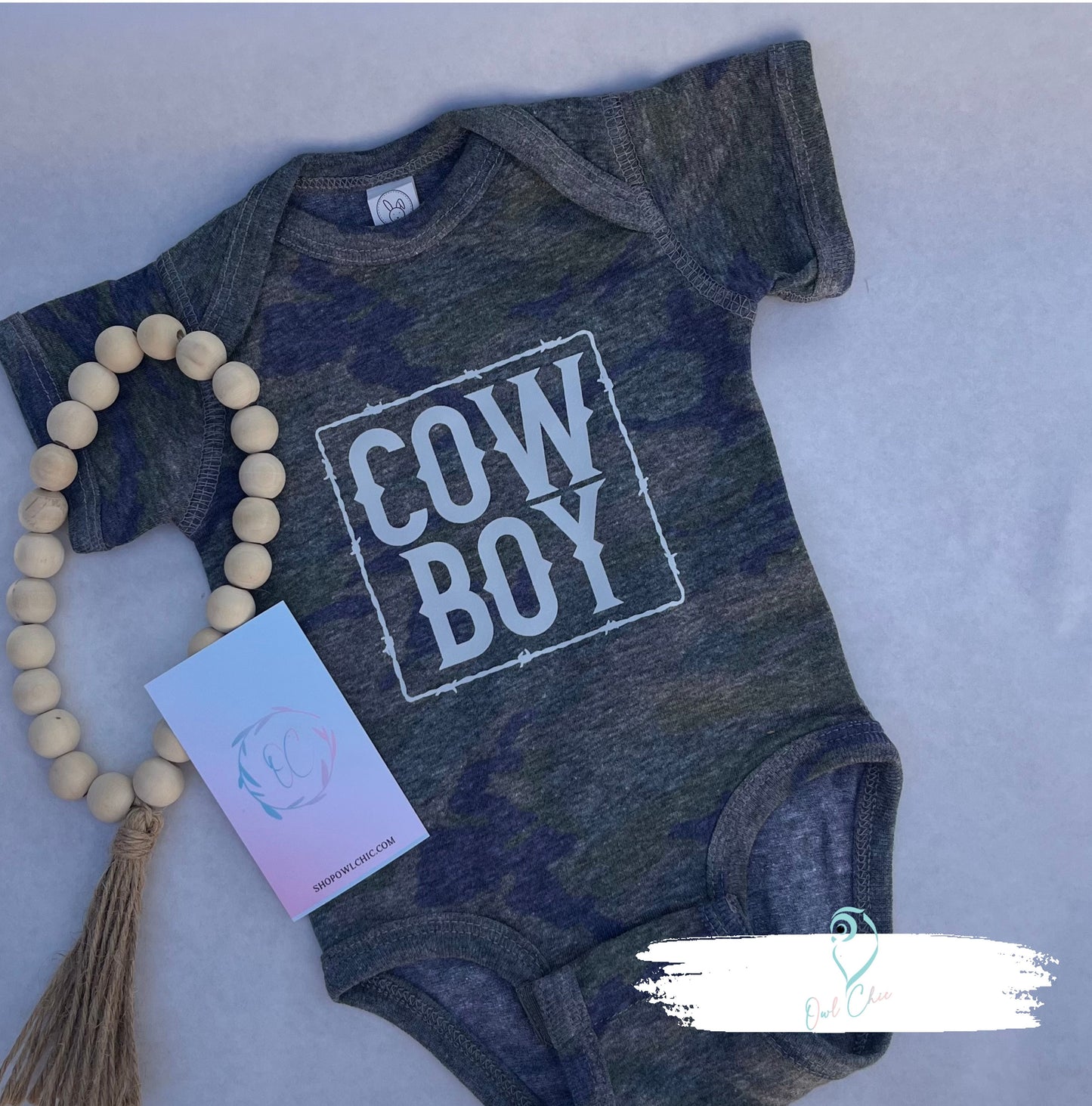 Western Cowboy Camo Bodysuit | Adorable Baby Apparel with Rustic Charm