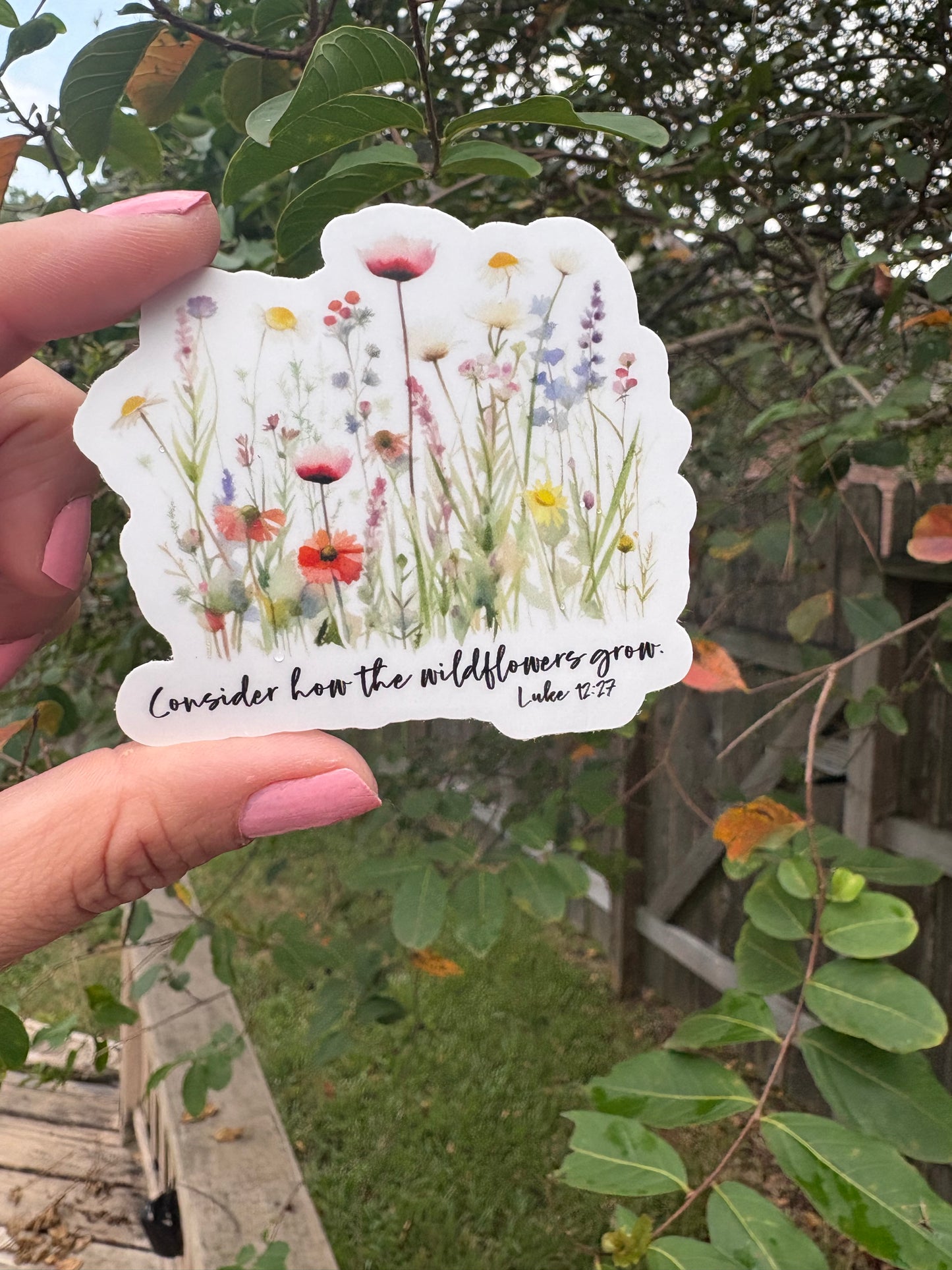 Wildflowers Luke 12:27 Sticker | Bible Verse Decal