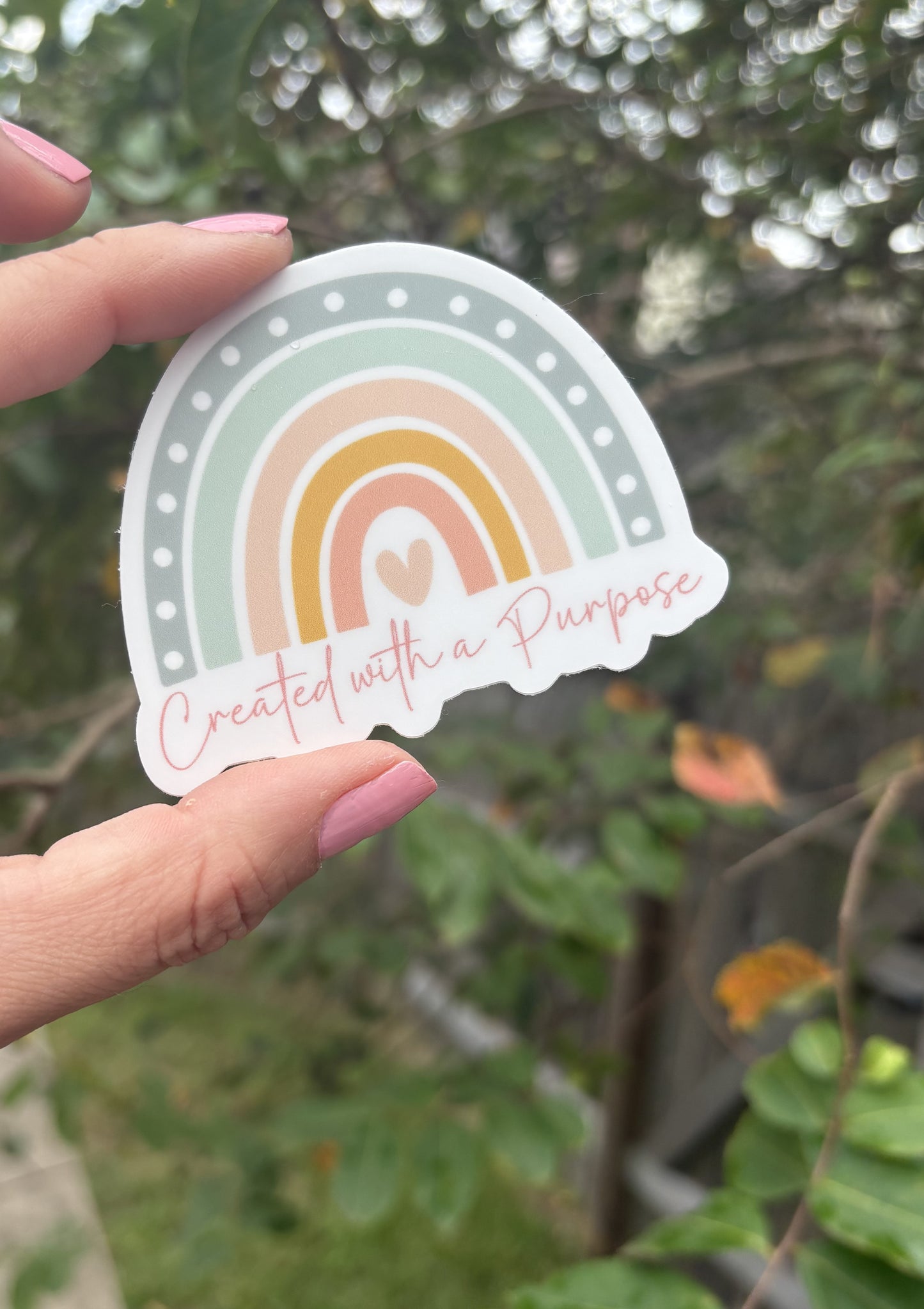 Created With a Purpose Rainbow Sticker | Christian Bible Verse Vinyl Decal