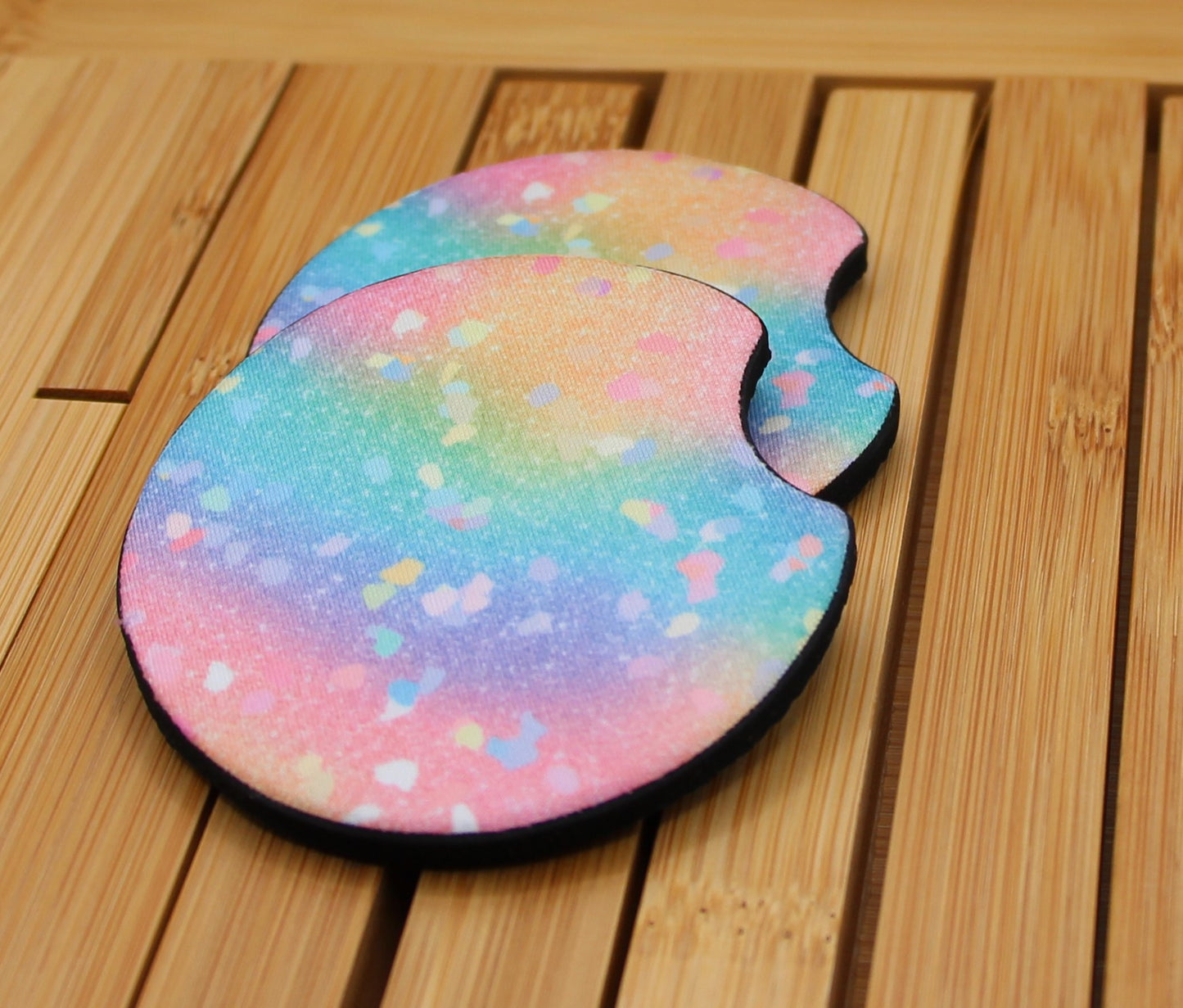 Stylish ombré design car coasters with confetti pattern
