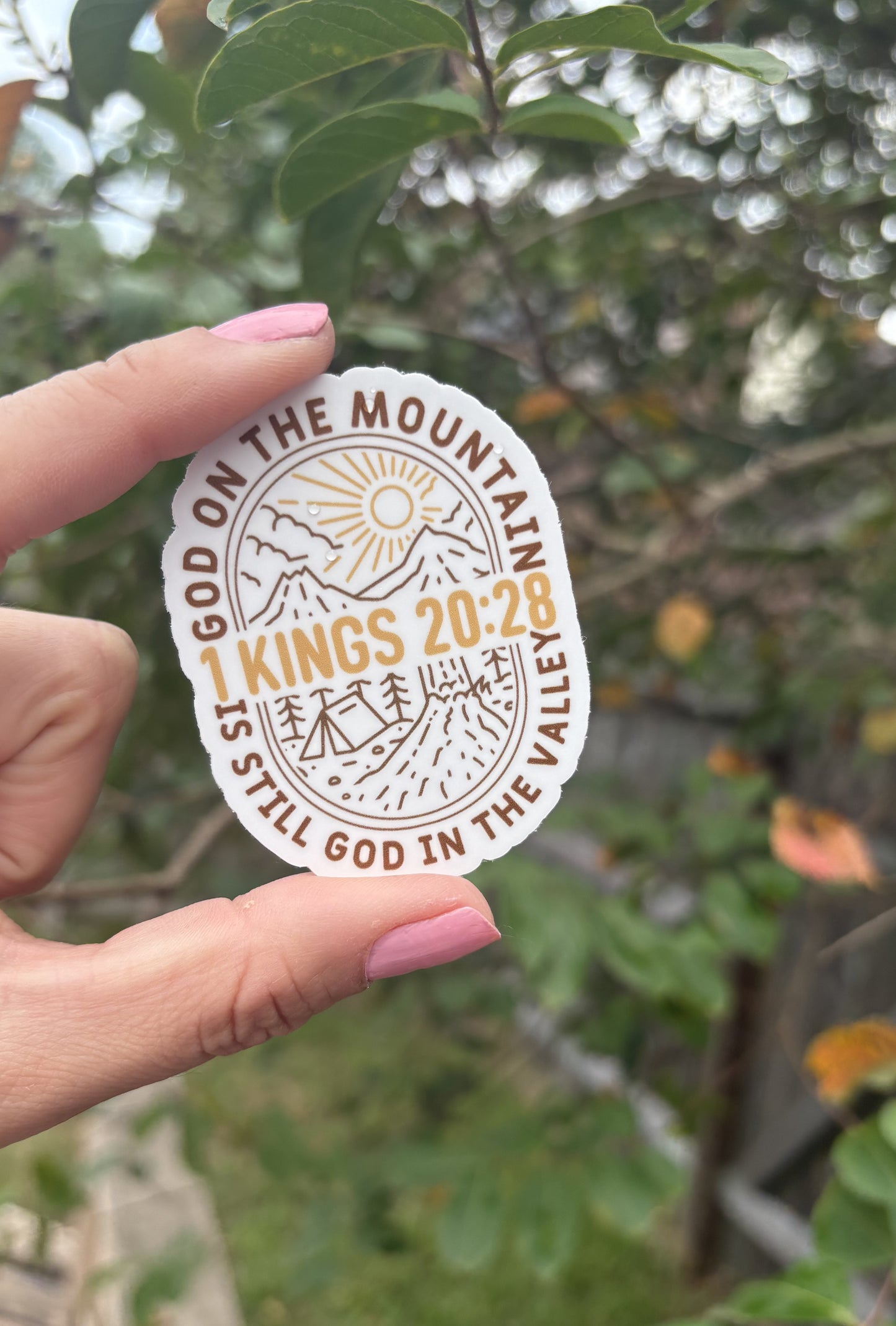 God on the Mountain Sticker | 1 Kings 20:28 Verse Decal