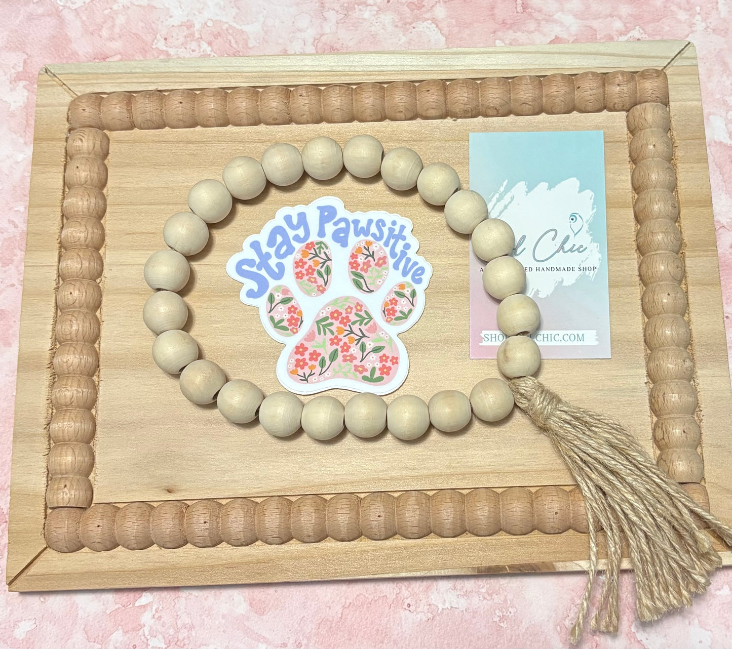 Stay Pawsitive Sticker | Waterproof Vinyl Floral Paw Print Puppy Decal