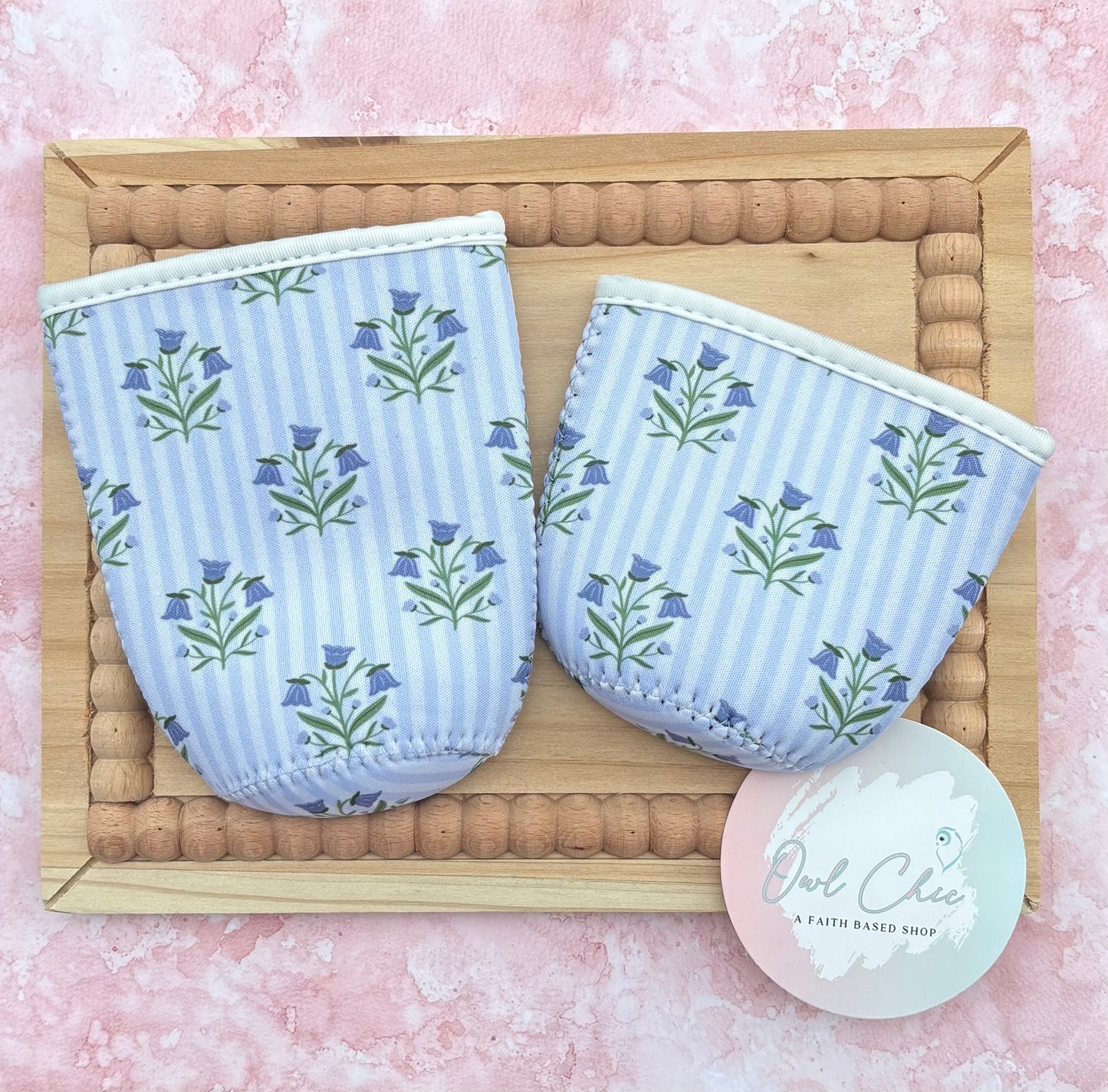 Blue Bellflowers and Strips Reusable Coffee Sleeve | Eco-Friendly Cup Cozy | Iced & Hot Drink Holder (Copy) (Copy)