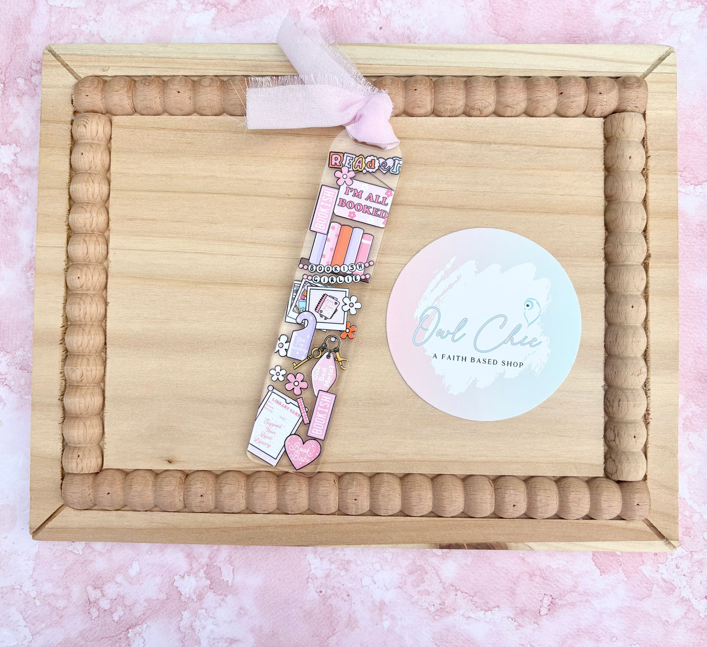 Bookish Girlie Acrylic Bookmark | Cute Reader Aesthetic Pink Book Lover Gift