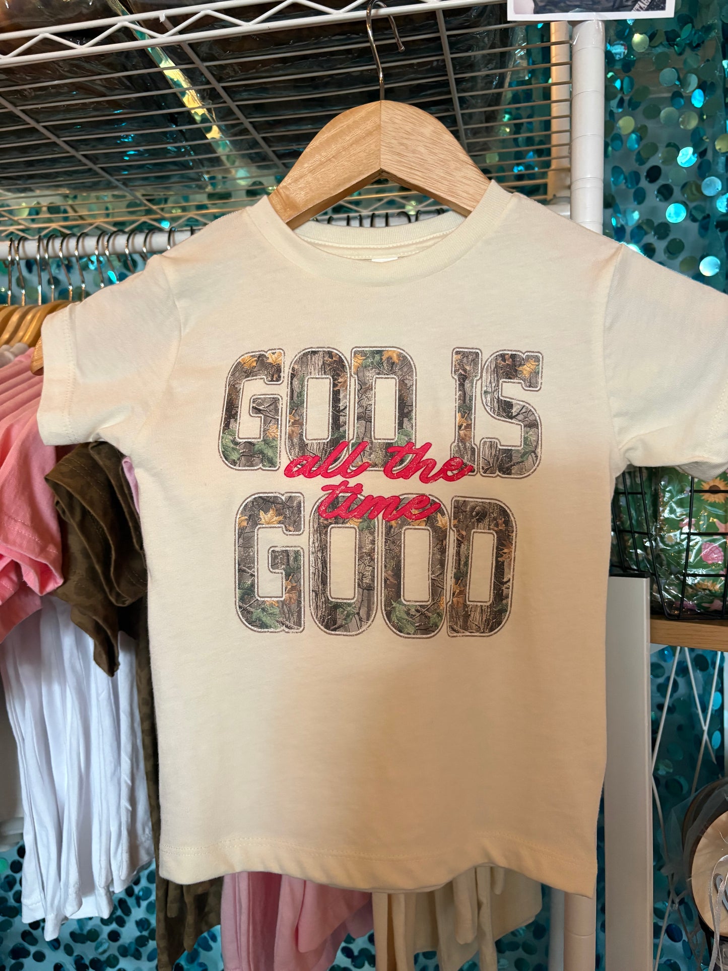 Camo God Is Good All The Time Toddler T-Shirt | Christian Kids Tee