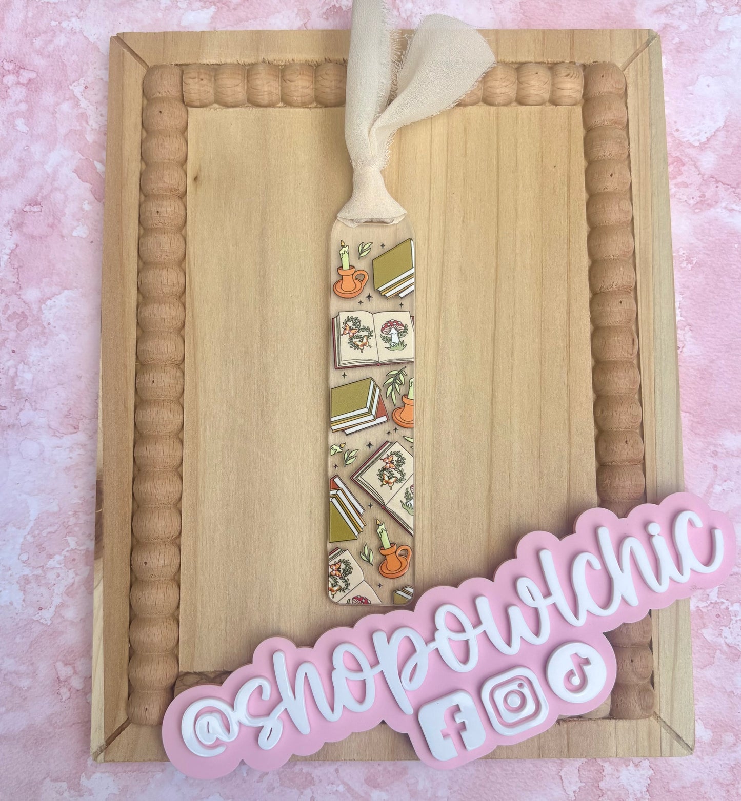 Vintage Books & Botanical Acrylic Bookmark | Cozy Cottagecore Book Lover Gift