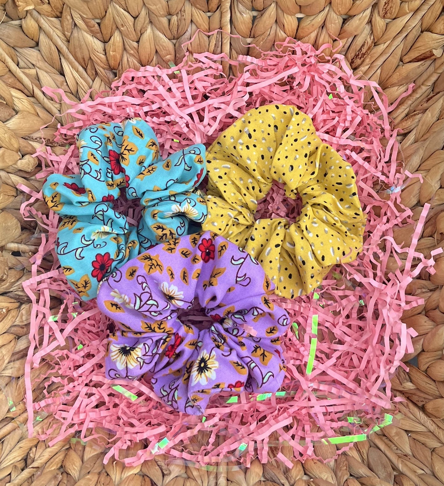 Handmade soft Rayon Challis scrunchies