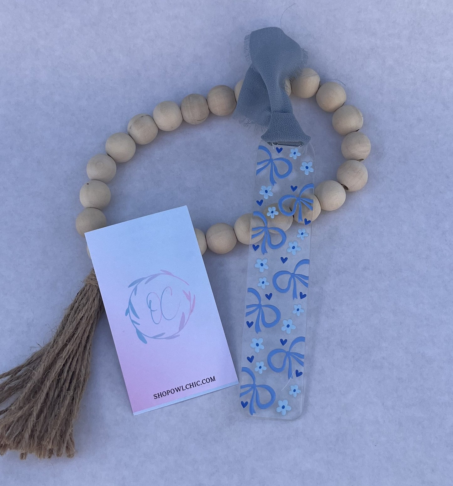 Coquette Blue Bows, Flowers & Hearts Acrylic Bookmark