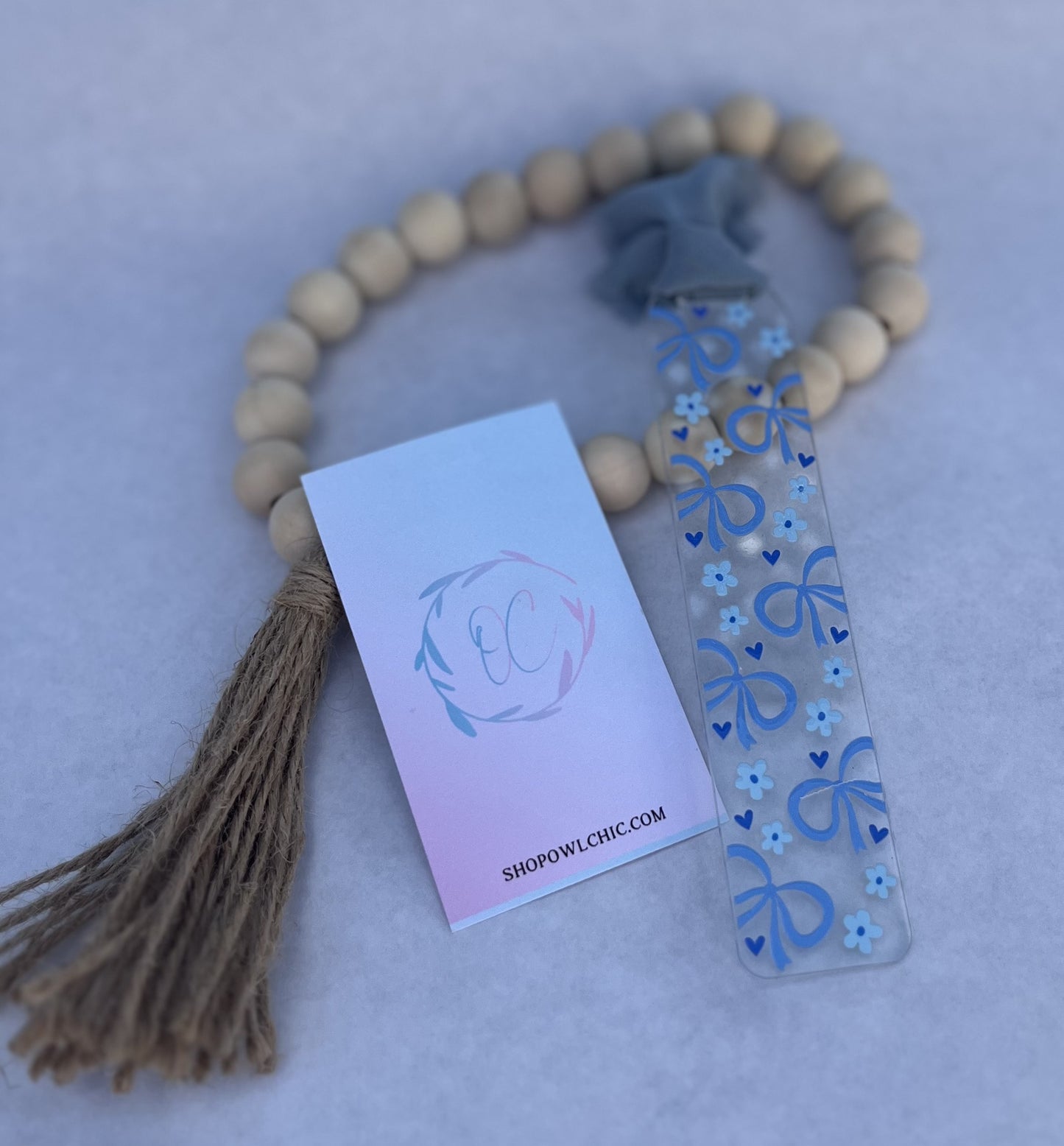 Coquette Blue Bows, Flowers & Hearts Acrylic Bookmark
