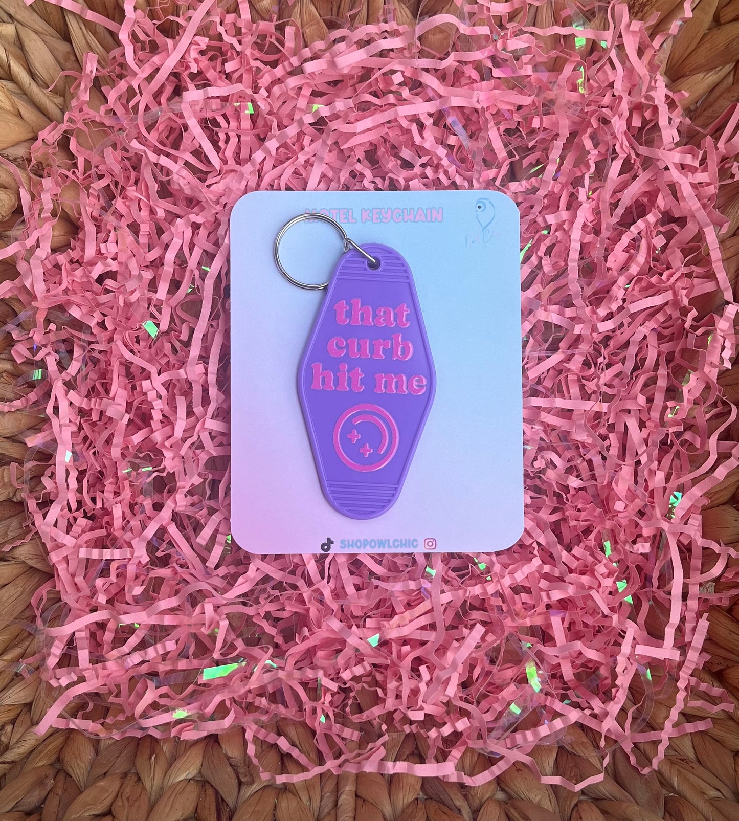 That Curb Hit Me keychain in purple