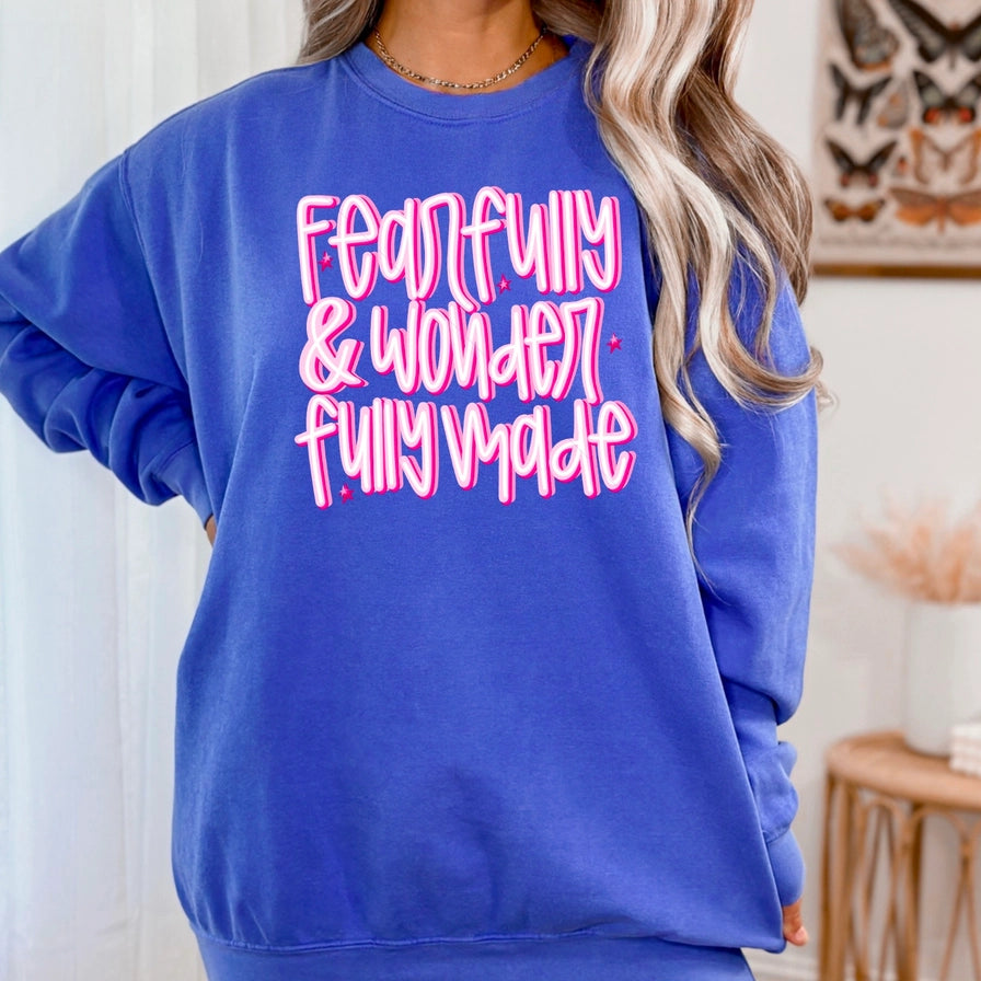 Fearfully and Wonderfully Made Sweatshirt | Psalm 139:14 |Christian Crewneck