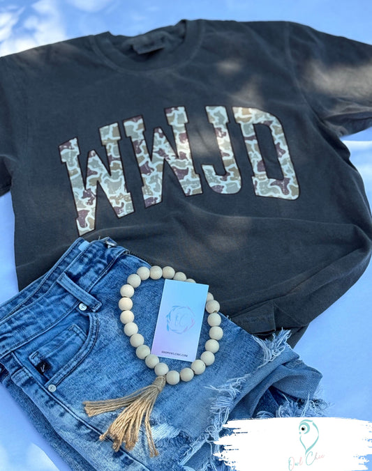 WWJD Camo Christian Shirt | Faith-Based Graphic Tee