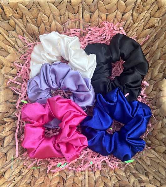 Polyester charmeuse satin scrunchies