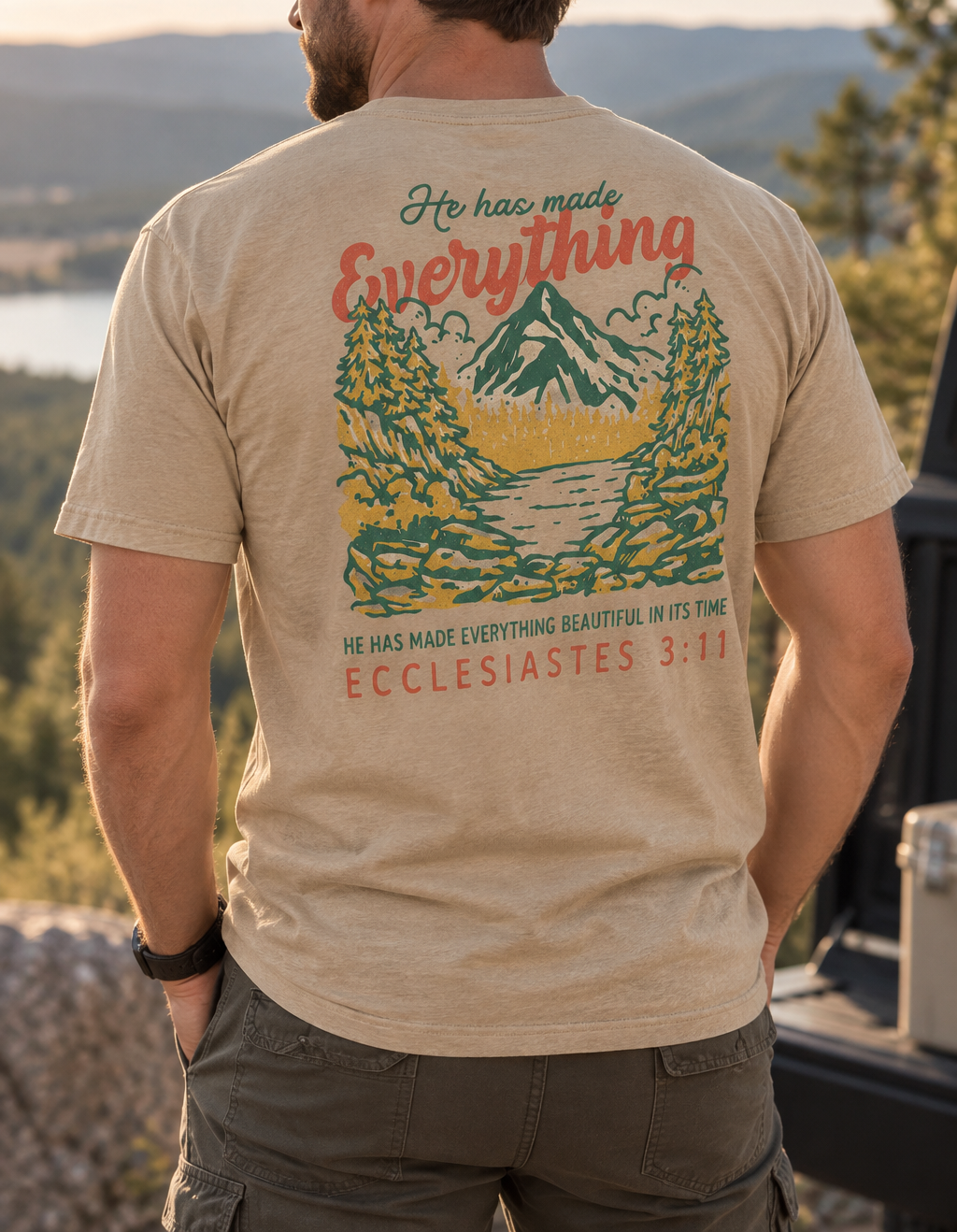 He Has Made Everything Beautiful in Its Time T-Shirt | Ecclesiastes 3:11 | Christian Nature Graphic Tee for Hikers & Dreamers