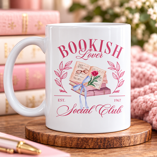 Bookish Lover Social Club 11 oz Ceramic Mug | Book Lover Gift