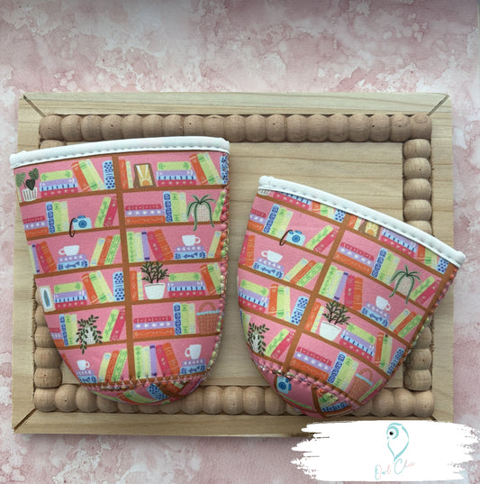 Bookshelf Reusable Coffee Sleeve | Eco-Friendly Cup Cozy | Hot & Iced Drink Holder