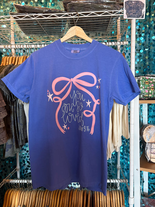 You Are So Loved John 3:16 Pink Bow Shirt | Christian Faith Tee