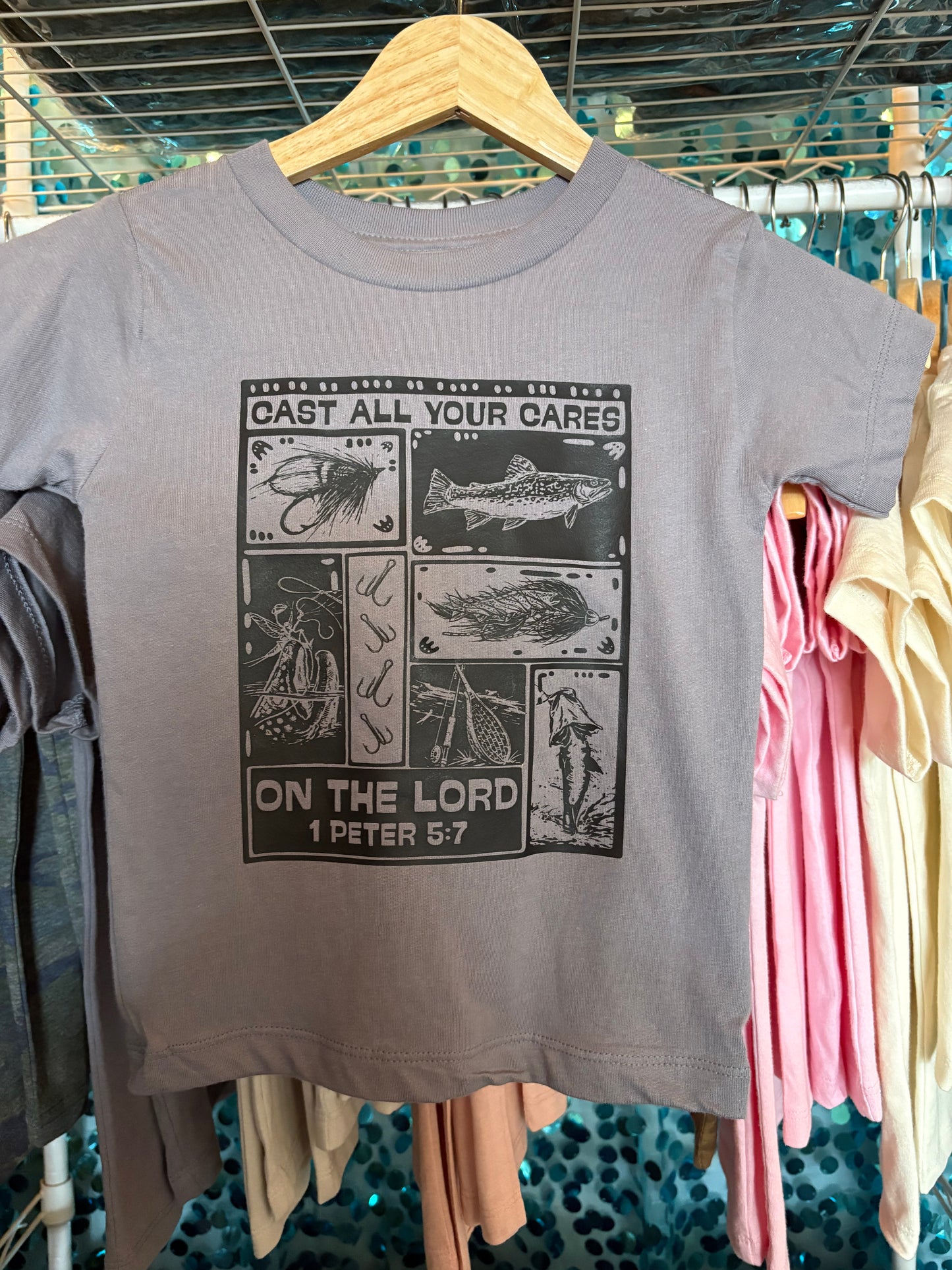 Cast Your Cares on the Lord Toddler Tee | 1 Peter 5:7 Christian Kids T-shirt