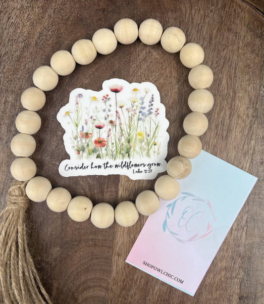 Wildflowers Luke 12:27 Sticker | Bible Verse Decal