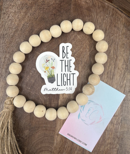 Be the Light Flowery Light Bulb Waterproof Sticker | Matthew 5:14