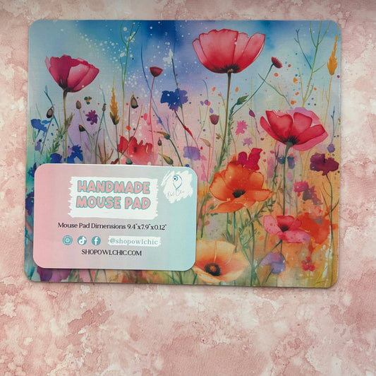 Floral Meadow Watercolor Mouse Pad | Desk Accessory