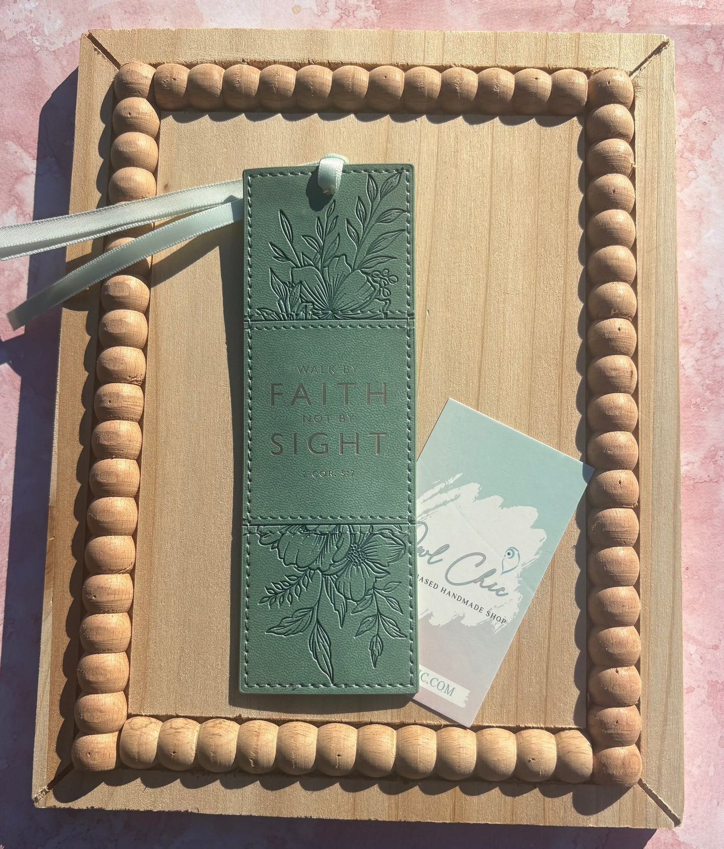 Walk by Faith Not by Sight Bookmark | 2 Corinthians 5:7 Faux Leather Bookmark | Christian Gift for Women