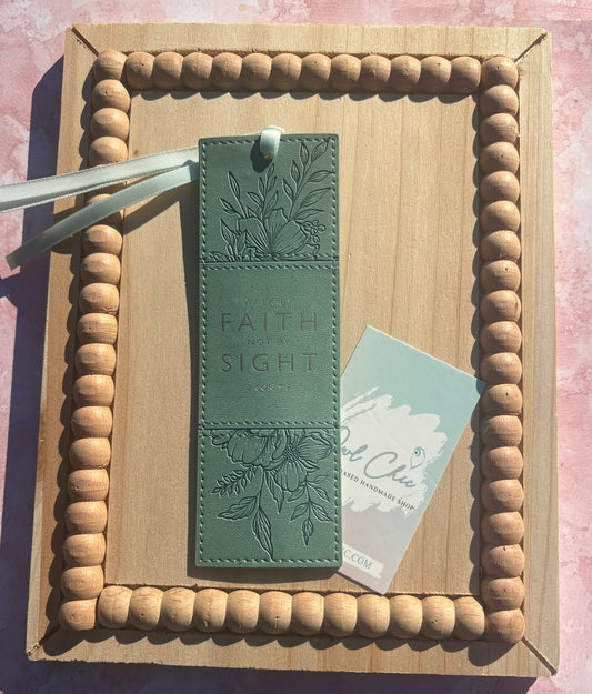 Walk by Faith Not by Sight Bookmark | 2 Corinthians 5:7 Faux Leather Bookmark | Christian Gift for Women