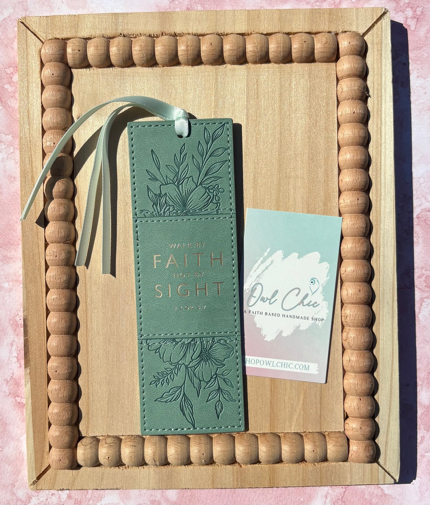 Walk by Faith Not by Sight Bookmark | 2 Corinthians 5:7 Faux Leather Bookmark | Christian Gift for Women