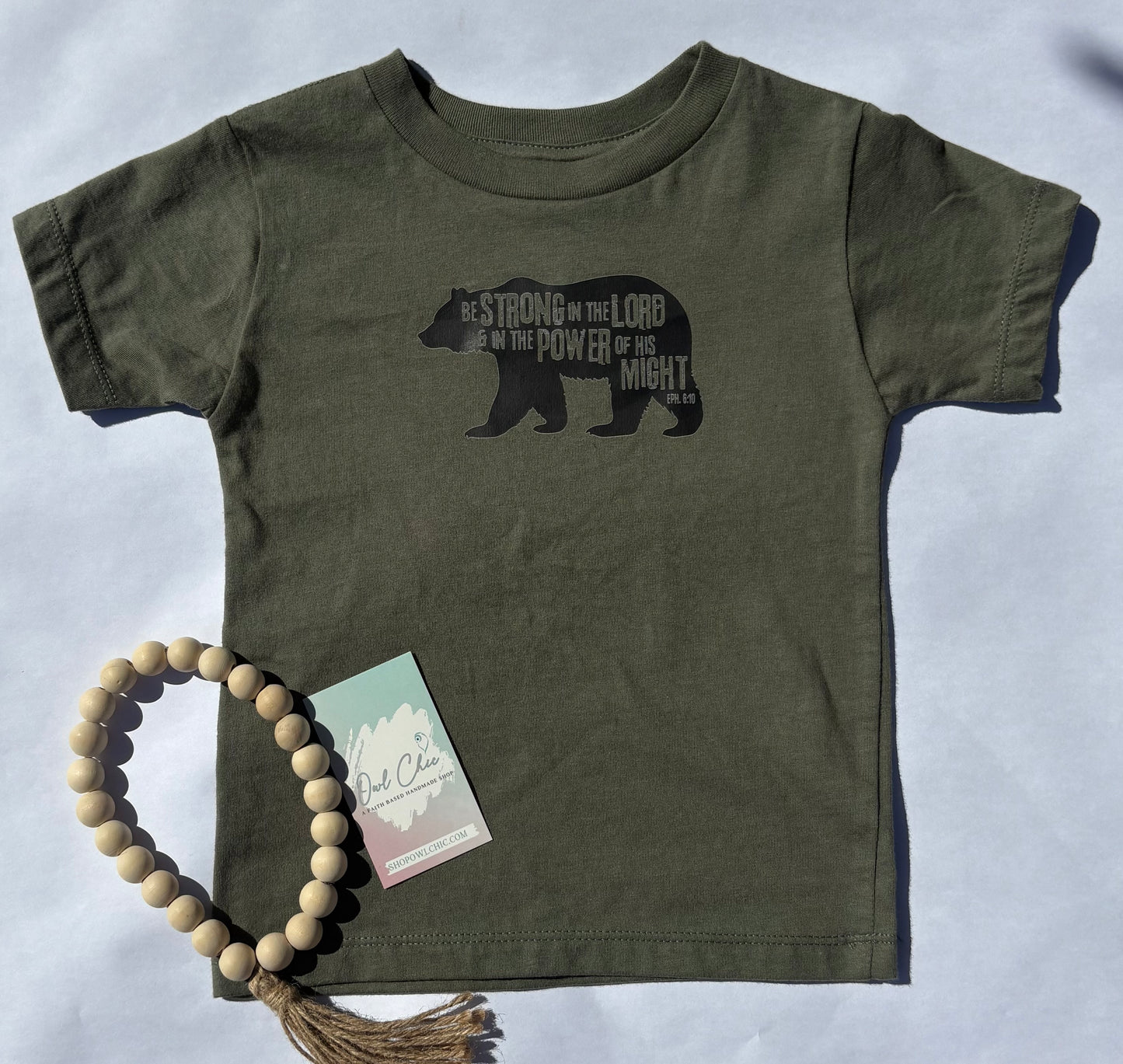Be Strong in the Lord Toddler Tee | Ephesians 6:10 Christian Bear Shirt