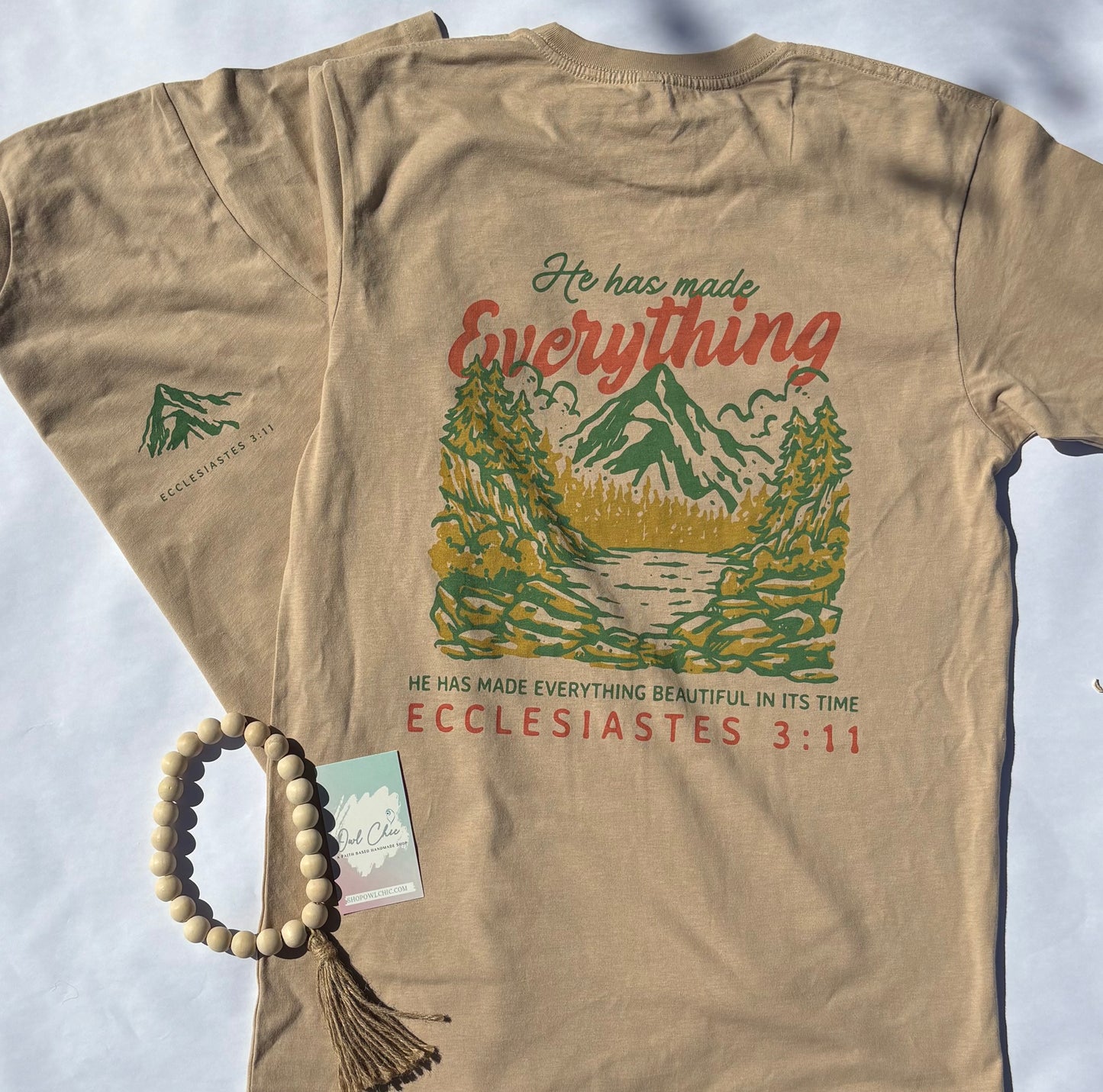 He Has Made Everything Beautiful in Its Time T-Shirt | Ecclesiastes 3:11 | Christian Nature Graphic Tee for Hikers & Dreamers