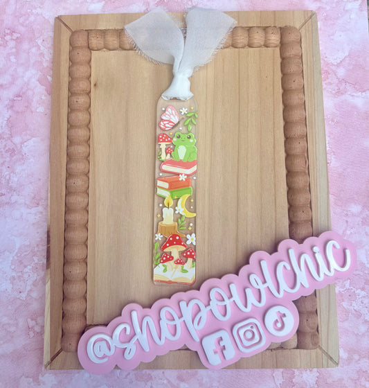 Whimsical Frog Acrylic Bookmark | Cottagecore Book Lover Gift