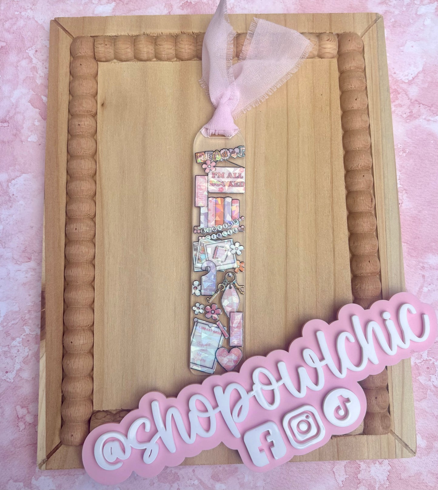 Bookish Girlie Acrylic Bookmark | Cute Reader Aesthetic Pink Book Lover Gift