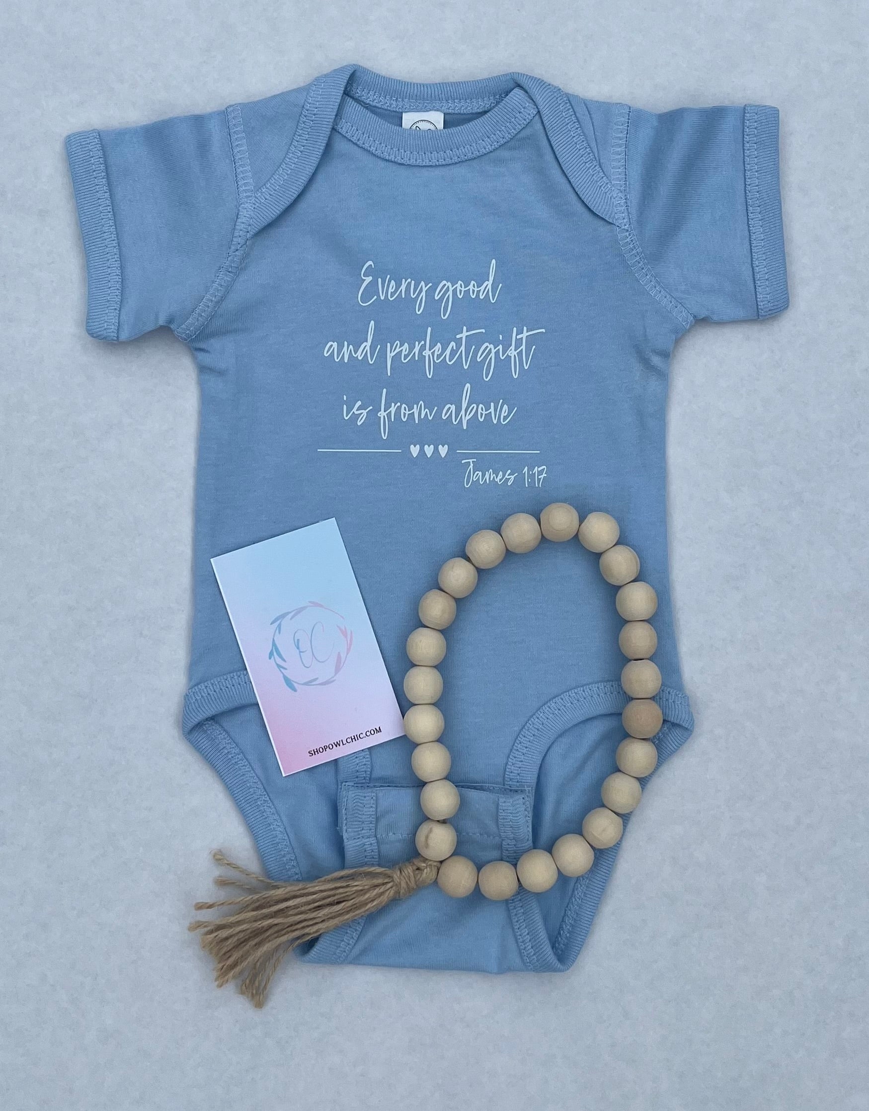 Every Good and Perfect Gift Blue onesie inspired by James 1:17