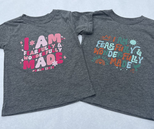 I Am Fearfully & Wonderfully Made t-shirt |Psalm 139:14 Tee |Bella Canvas Toddler Tee