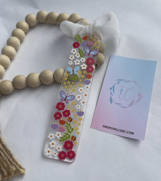 Floral with Butterflies Acrylic Bookmark | Unique Designs for Book Lovers