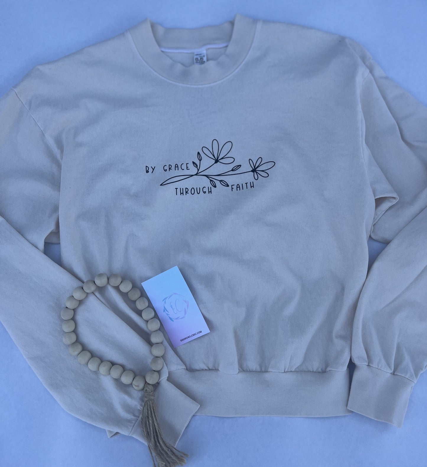 By Grace Through Faith Long Sleeve Crop Tee | Faith-Based Inspirational Crop Top