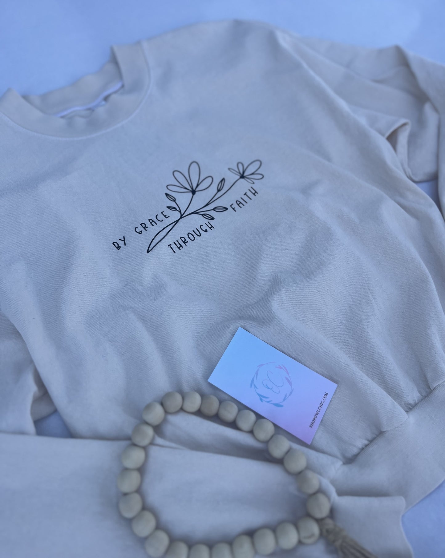 By Grace Through Faith Long Sleeve Crop Tee | Faith-Based Inspirational Crop Top