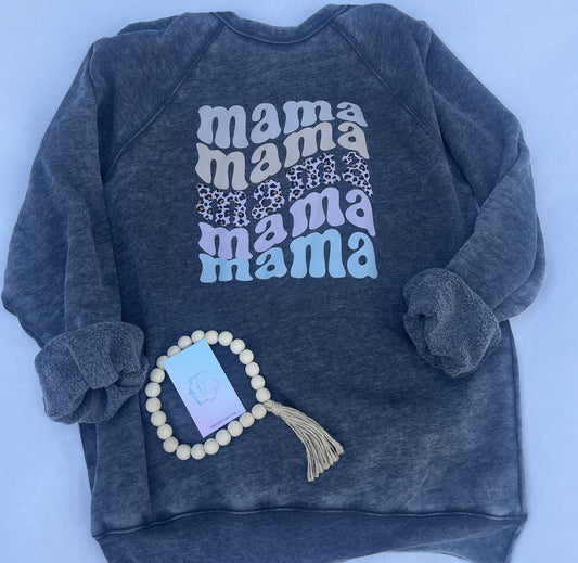 Mama Retro Waves Sweatshirt | Bella + Canvas Unisex Sweatshirt | Stylish and Comfortable Sweatshirt for Moms