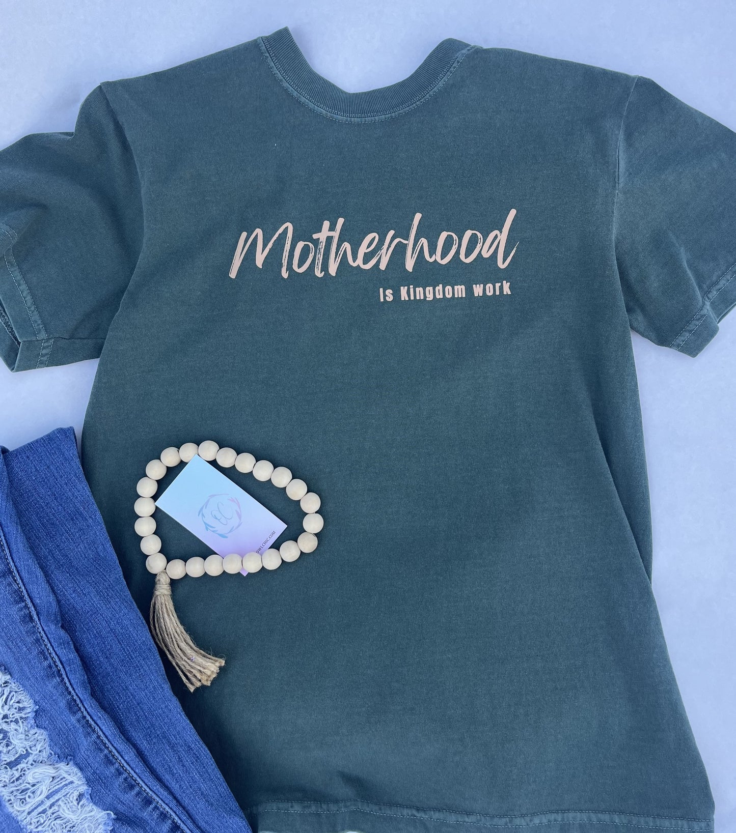 Motherhood is Kingdom Work tee |Comfort Colors Tee | Faith-based Inspirational T-Shirt for Moms