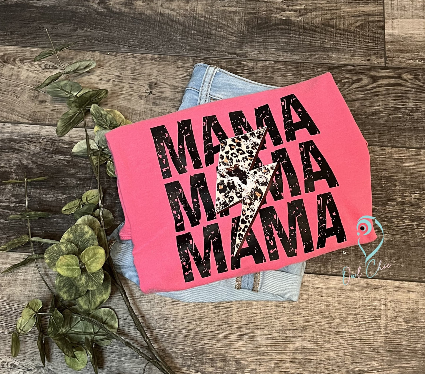 Mama Cheetah Lightning Bolt Graphic Tee | Pink Comfort Colors Vintage-Style Shirt | Trendy & Unique Mama Apparel
