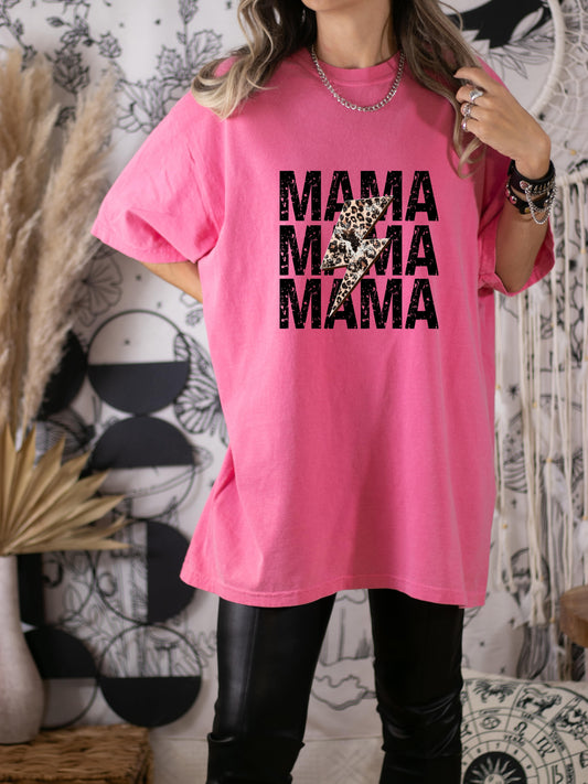 Mama Cheetah Lightning Bolt Graphic Tee 