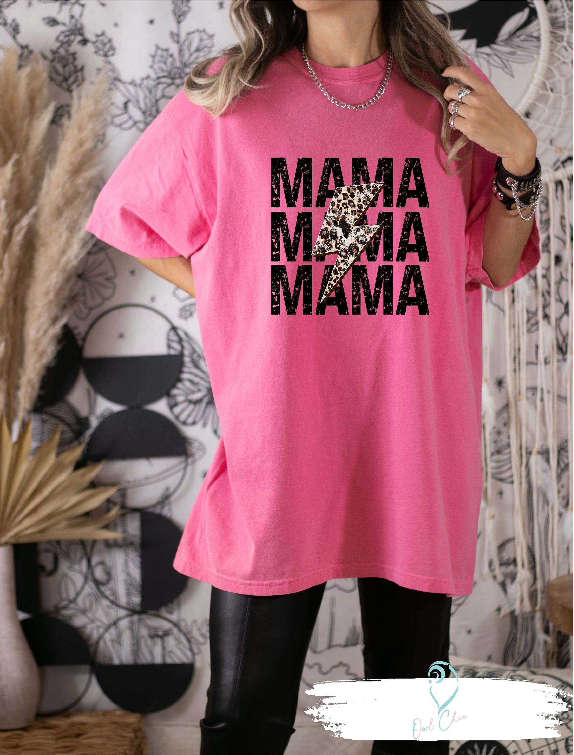 Mama with Leopard Lightening Bolt 