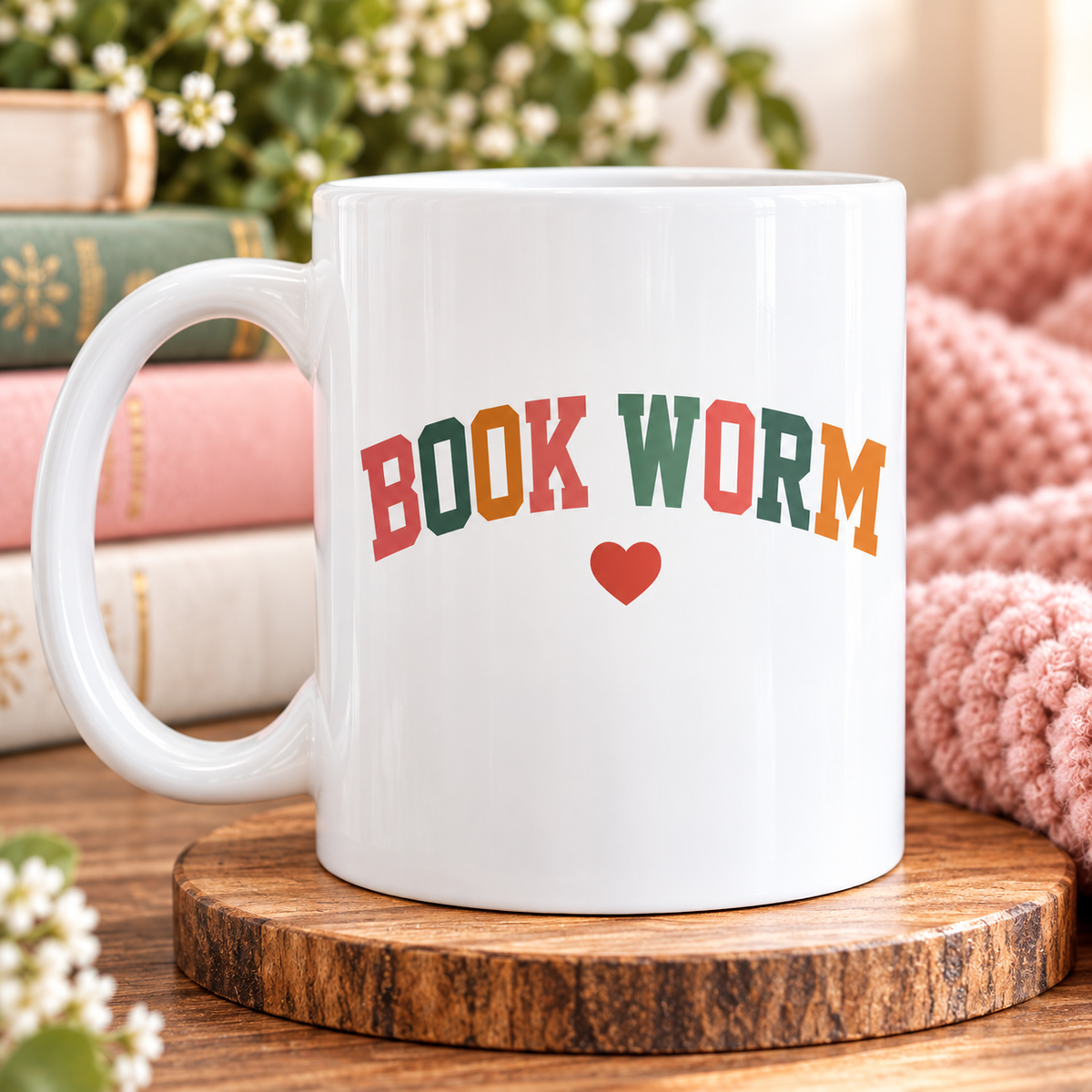 Book Worm 11 oz Ceramic Mug | Cute Book Lover Gift