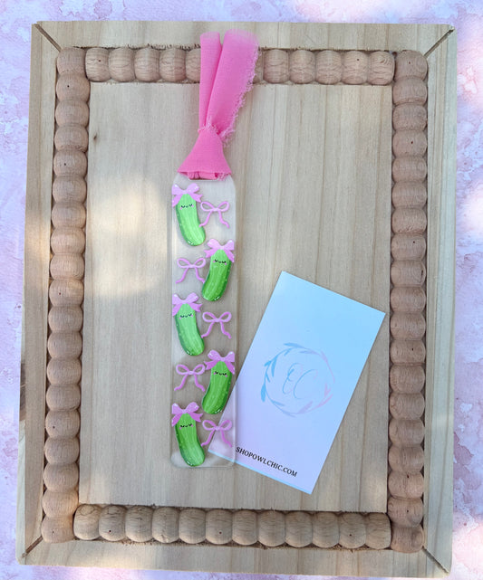 Bows and Pickles Acrylic Bookmark | Unique Designs for Book Lovers