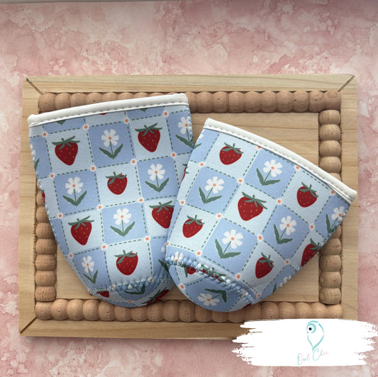 Strawberry and Flowers Reusable Coffee Sleeve | Eco-Friendly Cup Cozy | Iced & Hot Drink Holder